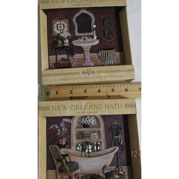 Winterle Olson 3D set of 2 bathroom plaques footed tub vanity sink new Orleans - Picture 6 of 9